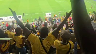 Zwane and Foster celebrate Bafana Bafana's second goal against Rwanda on October 14 2025
